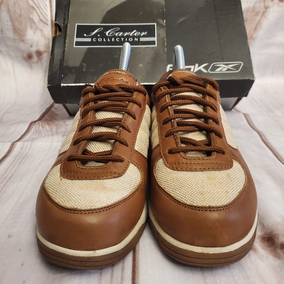 Reebok Rbk S. Carter Collection Leather Sneaker, Kids 5 1/2, Brown/Tan - Picture 2 of 10